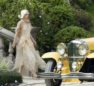 the great gatsby movie set - daisy with vintage yellow car via mylusciouslife.jpg